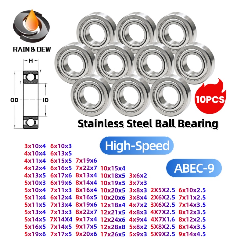 Abu Garcia Reel Revo - 10PCS Stainless Steel Ball Bearings SMR74ZZ